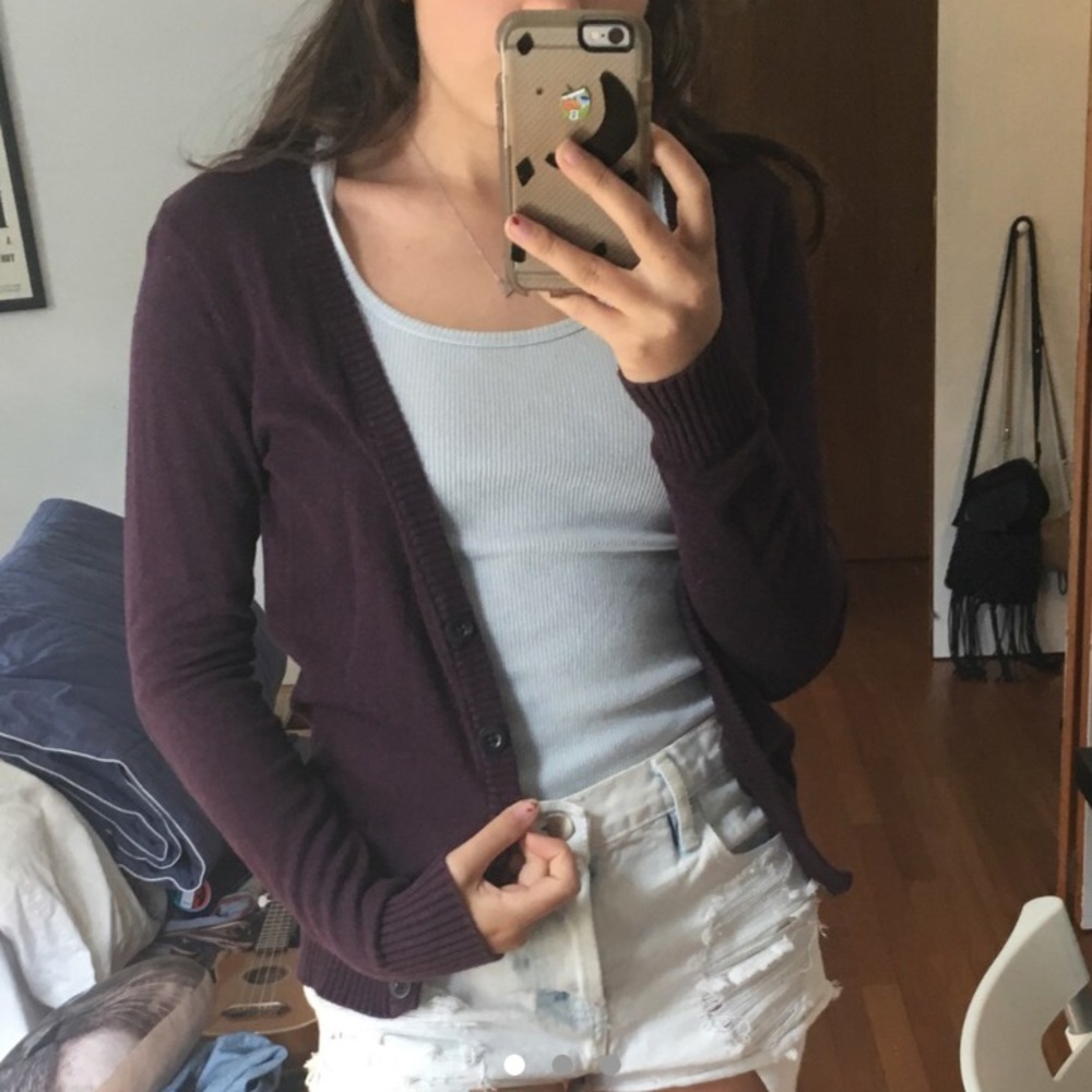 Purple/ maroon cardigan sweater